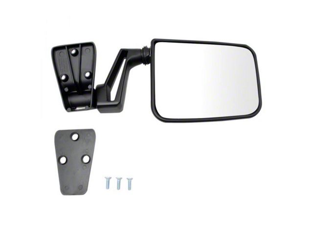 Manual Mirror; Paint to Match Black; Passenger Side (97-02 Jeep Wrangler TJ)