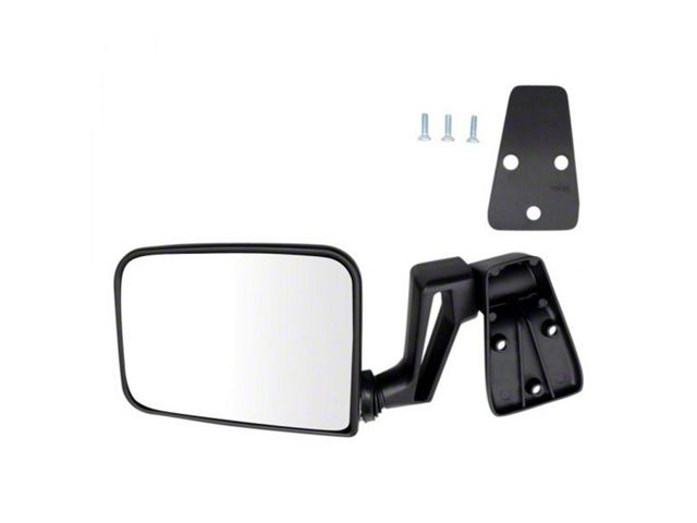 Manual Mirror; Paint to Match Black; Driver Side (97-02 Jeep Wrangler TJ)