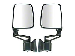 Manual Mirrors; Paint to Match Black (87-02 Jeep Wrangler YJ & TJ w/ Half Doors)