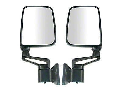 Jeep Wrangler Manual Mirrors; Paint to Match Black (87-02 Jeep Wrangler YJ  & TJ w/ Half Doors) - Free Shipping