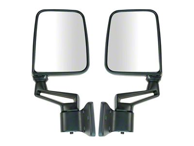 Manual Mirrors; Paint to Match Black (87-02 Jeep Wrangler YJ & TJ w/ Half Doors)