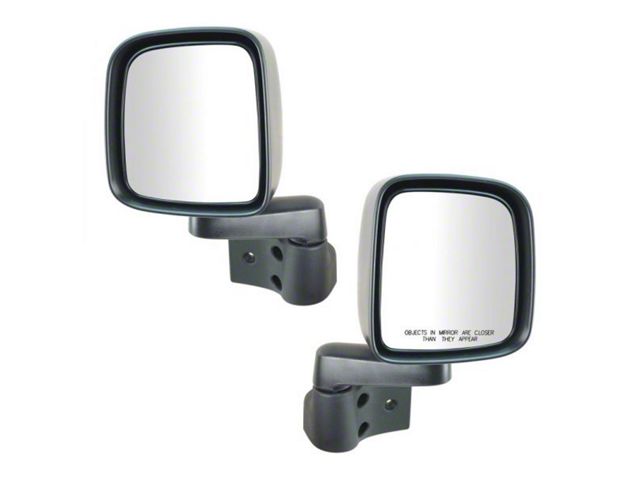 Manual Mirrors; Textured Black (03-06 Jeep Wrangler TJ)