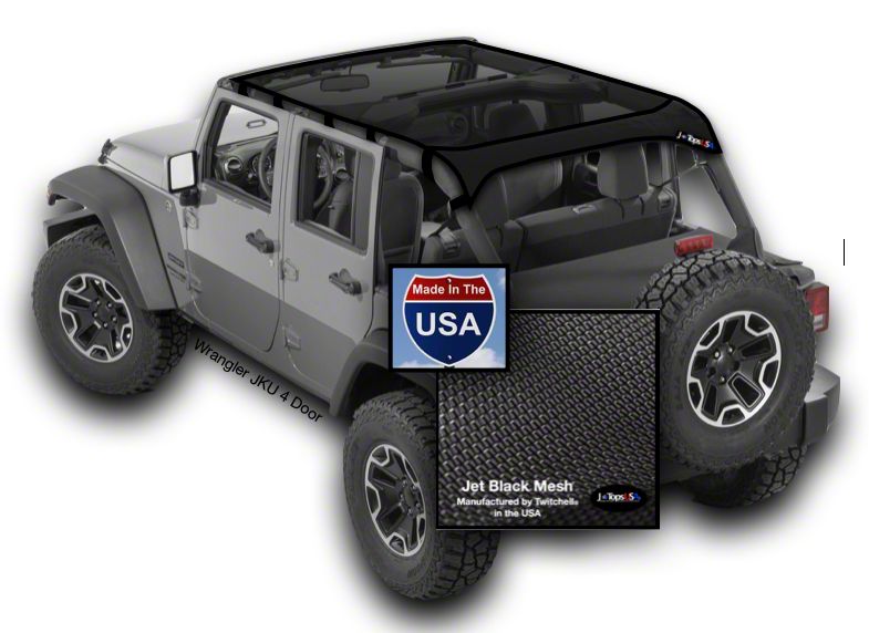 JTopsUSA Jeep Wrangler Safari Top Mesh Sunshade; Jet Black HJX924 (07