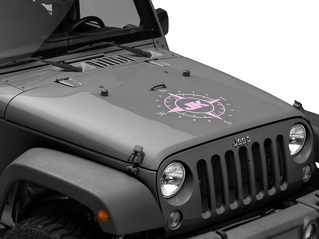 Officially Licensed Jeep Compass Decal with JK Logo; Pink (07-18 Jeep Wrangler JK)