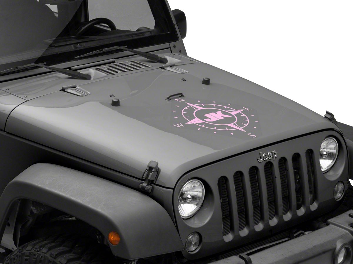 Officially Licensed Jeep Jeep Wrangler Compass Decal with JK Logo; Pink  J166452 (07-18 Jeep Wrangler JK) - Free Shipping