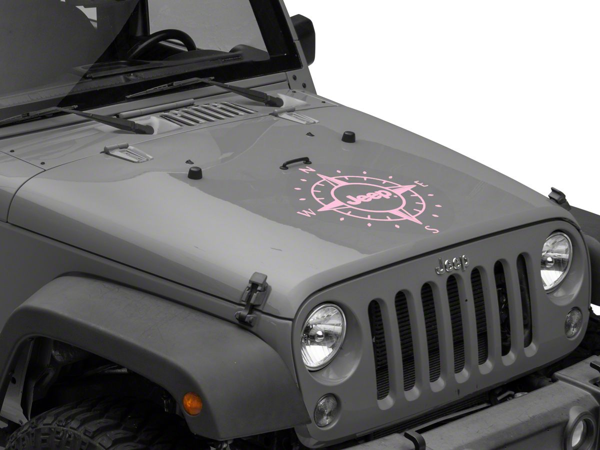 Officially Licensed Jeep Jeep Wrangler Compass Decal with Jeep Logo; Pink  J166458 (07-18 Jeep Wrangler JK) - Free Shipping