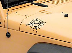 Officially Licensed Jeep Small Compass Decal with Jeep Logo; Black (07-18 Jeep Wrangler JK)