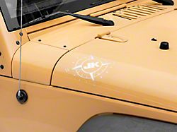 Officially Licensed Jeep Small Compass Decal with JK Logo; White (07-18 Jeep Wrangler JK)