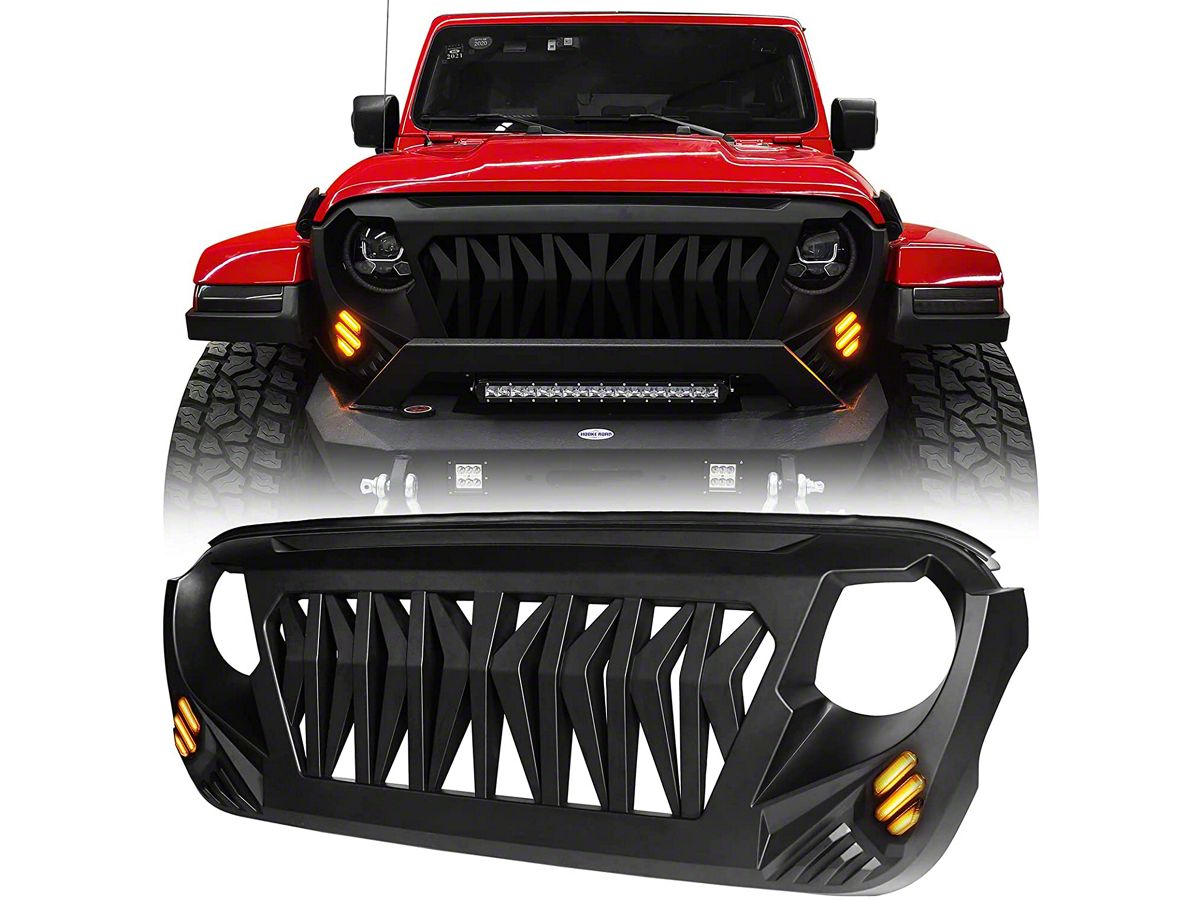 Jeep Wrangler Shark Grille with Amber DRL Lights (18-23 Jeep Wrangler JL) -  Free Shipping