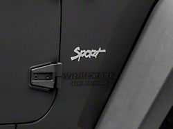 Officially Licensed Jeep Sport Script Side Logo Decal; Silver (87-18 Jeep Wrangler YJ, TJ & JK)