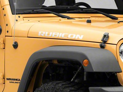 Officially Licensed Jeep Rubicon Hood Logo Decal; Silver (07-18 Jeep Wrangler JK)