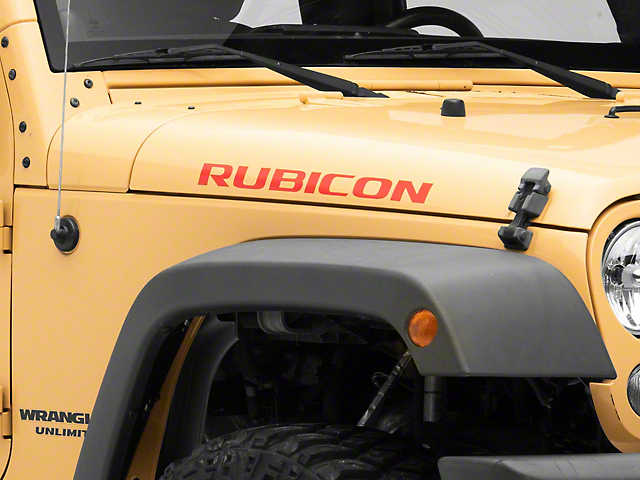 Officially Licensed Jeep Rubicon Hood Logo Decal; Red (07-18 Jeep Wrangler JK)