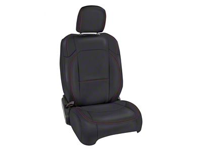 PRP Front Seat Covers; Black with Red Stitching (18-23 Jeep Wrangler JL 2-Door, Excluding Rubicon)