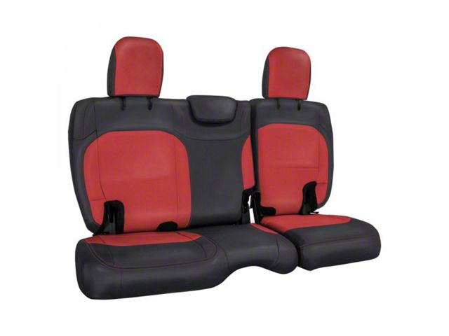 PRP Rear Bench Seat Cover; Black with Red Stitching (18-24 Jeep Wrangler JL 2-Door)