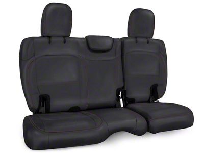 PRP Rear Bench Seat Cover; Black with Red Stitching (18-24 Jeep Wrangler JL 4-Door w/ Cloth Interior)