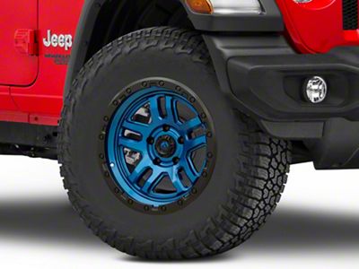 Fuel Wheels Ammo Gloss Blue with Black Bead Ring Wheel; 17x9 (18-24 Jeep Wrangler JL)