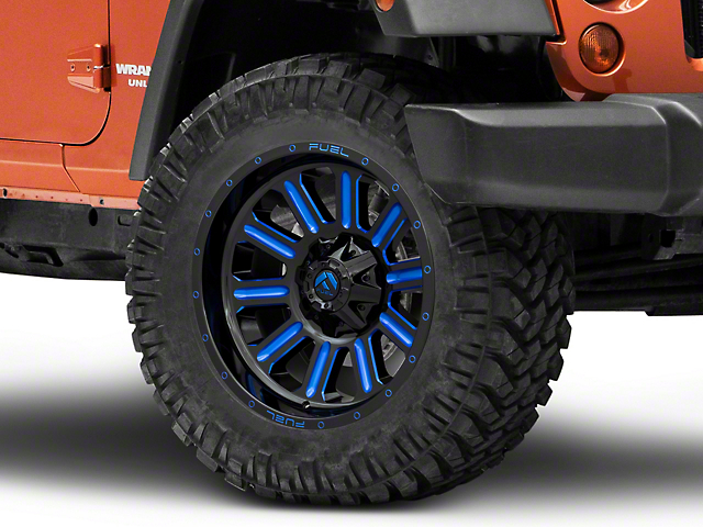 Fuel Wheels Hardline Gloss Black with Blue Tinted Clear Wheel; 20x10 (18-22 Jeep Wrangler JL)