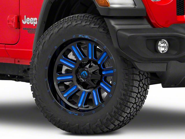 Fuel Wheels Hardline Gloss Black with Blue Tinted Clear Wheel; 20x10 (18-24 Jeep Wrangler JL)