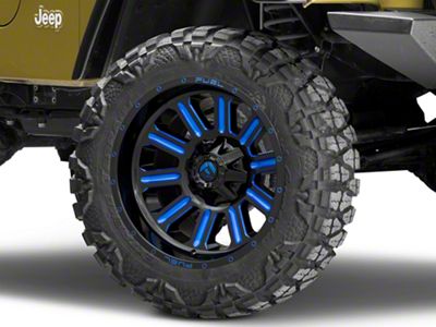 Fuel Wheels Hardline Gloss Black with Blue Tinted Clear Wheel; 20x10 (97-06 Jeep Wrangler TJ)
