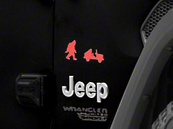 SEC10 Sasquach and Vehicle Silhouette Decal; Red (Universal; Some Adaptation May Be Required)