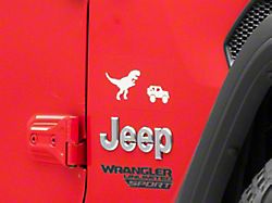 SEC10 Trex and Vehicle Silhouette Decal; White (Universal; Some Adaptation May Be Required)