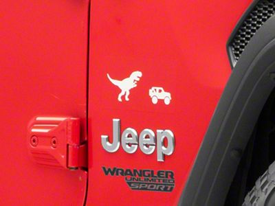 SEC10 Trex and Vehicle Silhouette Decal; White (Universal; Some Adaptation May Be Required)