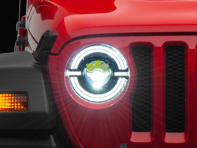 Raxiom Axial Series 9-Inch LED Angel Eye Headlights; Black Housing; Clear Lens (18-24 Jeep Wrangler JL)