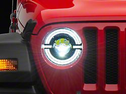 Raxiom Axial Series 9-Inch LED Angel Eye Headlights; Black Housing; Clear Lens (18-23 Jeep Wrangler JL)