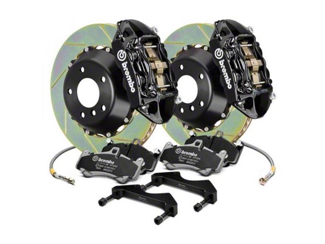 Brembo GT Series 4-Piston Rear Big Brake Kit with 15-Inch 2-Piece Type 1 Slotted Rotors; Black Calipers (18-24 Jeep Wrangler JL)