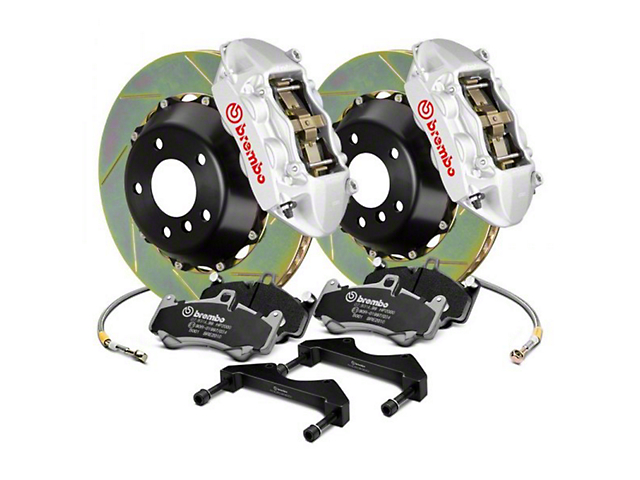 Brembo GT Series 4-Piston Rear Big Brake Kit with 15-Inch 2-Piece Type 1 Slotted Rotors; Silver Calipers (18-23 Jeep Wrangler JL)