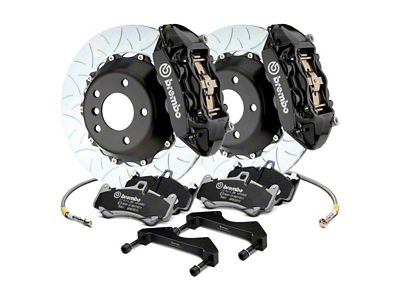 Brembo GT Series 4-Piston Rear Big Brake Kit with 15-Inch 2-Piece Type 3 Slotted Rotors; Black Calipers (18-24 Jeep Wrangler JL)