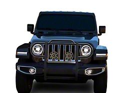 Grille Guard with 7-Inch Round LED Lights; Black (20-23 Jeep Gladiator JT)