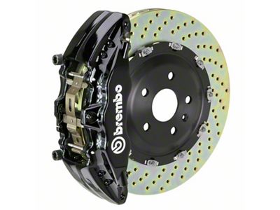 Brembo GT Series 6-Piston Front Big Brake Kit with 15-Inch 2-Piece Cross Drilled Rotors; Black Calipers (20-23 Jeep Gladiator JT)