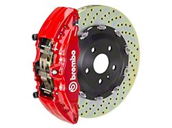 Brembo GT Series 6-Piston Front Big Brake Kit with 15-Inch 2-Piece Cross Drilled Rotors; Red Calipers (20-23 Jeep Gladiator JT)