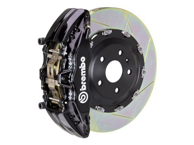 Brembo GT Series 6-Piston Front Big Brake Kit with 15-Inch 2-Piece Type 1 Slotted Rotors; Black Calipers (18-24 Jeep Wrangler JL)