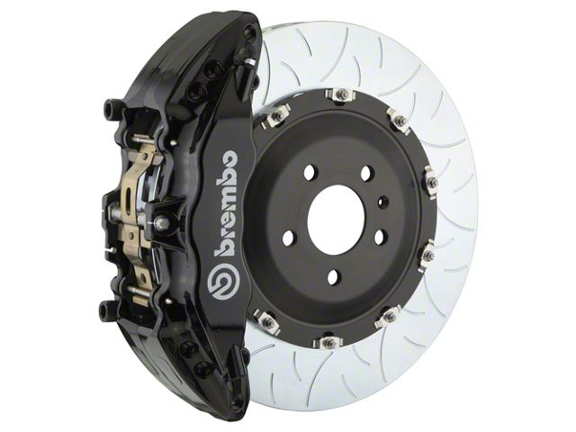Brembo GT Series 6-Piston Front Big Brake Kit with 15-Inch 2-Piece Type 3 Slotted Rotors; Black Calipers (18-24 Jeep Wrangler JL)