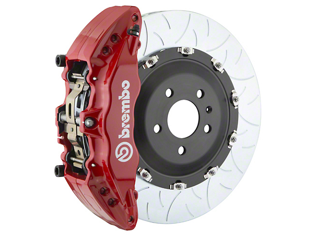 Brembo GT Series 6-Piston Front Big Brake Kit with 15-Inch 2-Piece Type 3 Slotted Rotors; Red Calipers (18-23 Jeep Wrangler JL)