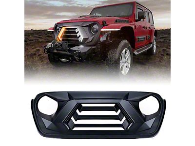 Jeep Wrangler Vader Series Grille with Turn Signal and Daytime Running  Lights; Black (18-23 Jeep Wrangler JL) - Free Shipping