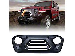 Vader Series Grille with Turn Signal and Daytime Running Lights; Black (18-23 Jeep Wrangler JL)