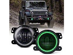 4-Inch Escapade Series 60W LED Fog Lights with Green Halo Ring DRL (07-18 Jeep Wrangler JK)