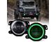 4-Inch Escapade Series 60W LED Fog Lights with Green Halo Ring DRL (18-24 Jeep Wrangler JL Rubicon & Sahara w/ Factory Plastic Bumper)