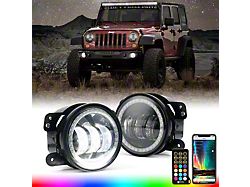 4-Inch Escapade Series 60W LED Fog Lights with RGB Halo Ring DRL (20-23 Jeep Gladiator JT)