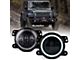 4-Inch Escapade Series 60W LED Fog Lights with White Halo Ring DRL (18-24 Jeep Wrangler JL Rubicon & Sahara w/ Factory Plastic Bumper)