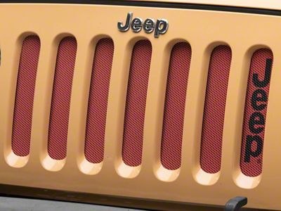 Officially Licensed Jeep Grille insert with Black Logo; Red (07-18 Jeep Wrangler JK)