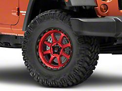 KMC Chase Candy Red with Black Lip Wheel; 17x9 (07-18 Jeep Wrangler JK)