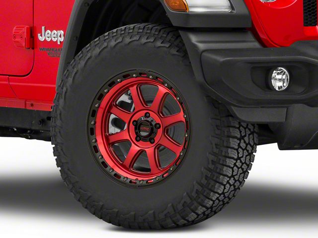 KMC Chase Candy Red with Black Lip Wheel; 17x9 (18-24 Jeep Wrangler JL)