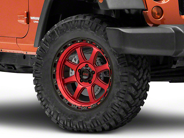 KMC Chase Candy Red with Black Lip Wheel; 20x9 (07-18 Jeep Wrangler JK)