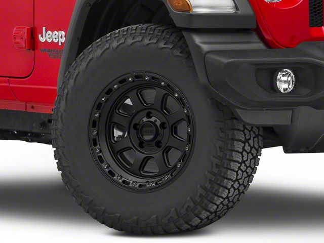 KMC Chase Satin Black with Gloss Black Lip Wheel; 17x9 (18-24 Jeep Wrangler JL)
