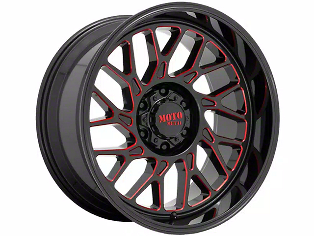 Moto Metal MO805 Gloss Black Milled with Red Tint Wheel; 22x10 (22-23 Jeep Grand Cherokee WL)