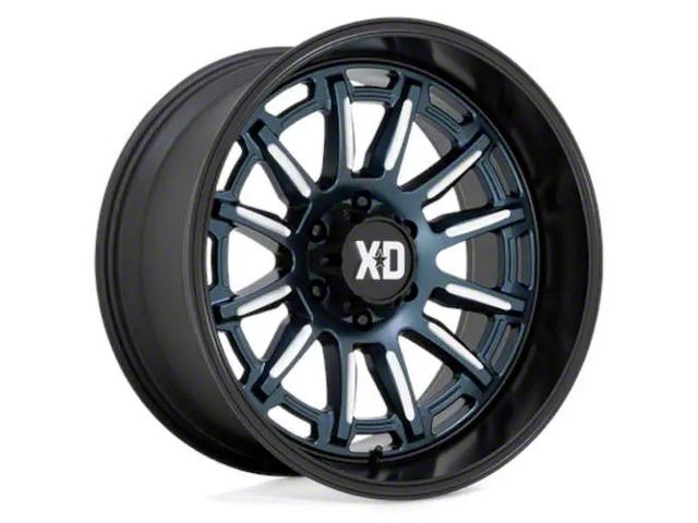 XD Phoenix Metallic Blue Milled with Black Lip Wheel; 20x9 (18-24 Jeep Wrangler JL)